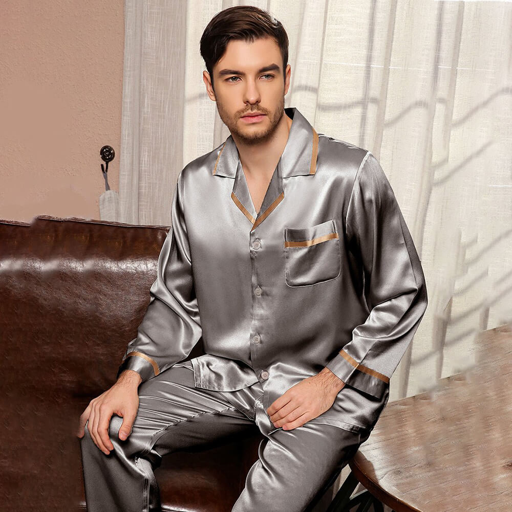 Classic Silk Pajamas Set For Men Luxury Silk Sleepwear