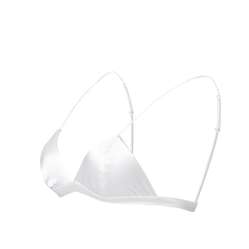 Classic Wireless Sexy Silk Triangle Bra White S