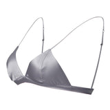 Classic Wireless Sexy Silk Triangle Bra Silver Gray S