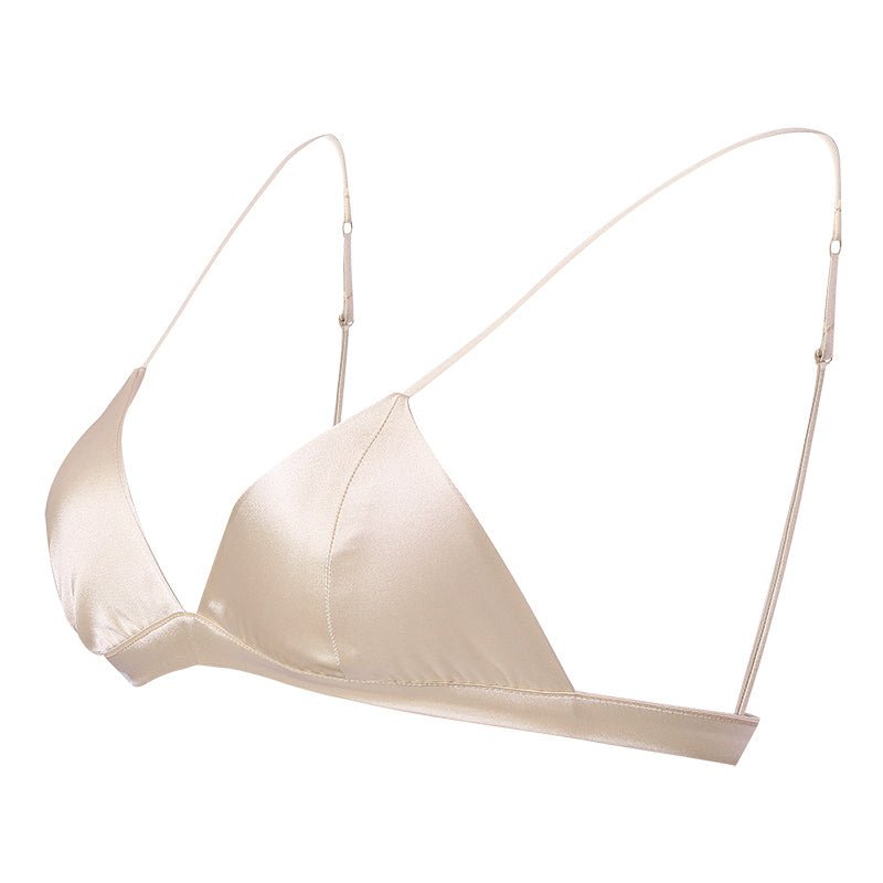Classic Wireless Sexy Silk Triangle Bra Champagne S