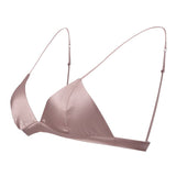 Classic Wireless Sexy Silk Triangle Bra Rosy Pink S