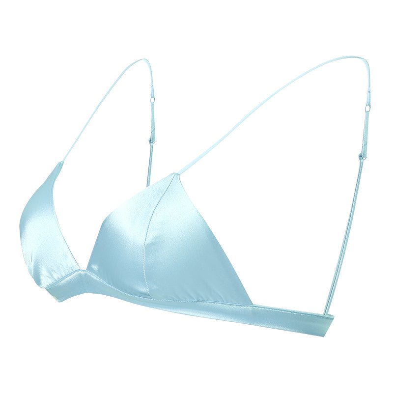 Classic Wireless Sexy Silk Triangle Bra Light Blue S