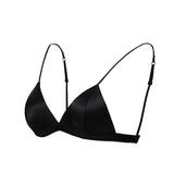 Classic Wireless Sexy Silk Triangle Bra Black S