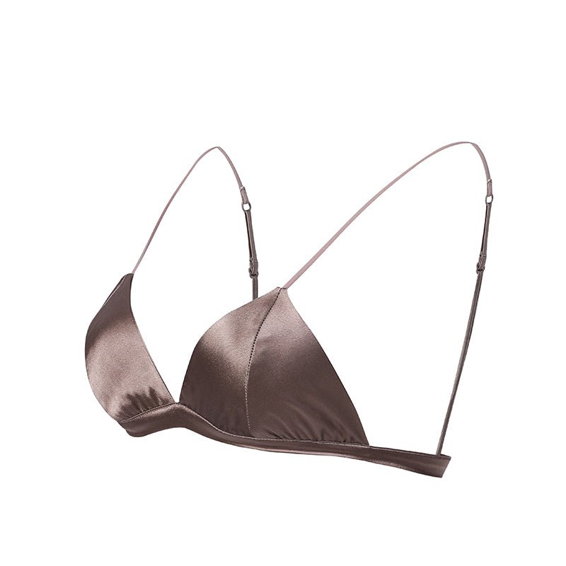 Classic Wireless Sexy Silk Triangle Bra Dark Teal S