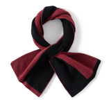 Color Contrast Pure Cashmere Scarf for Women Cashmere Crossover Scarf Black + Claret M