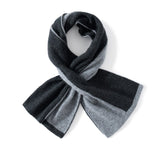 Color Contrast Pure Cashmere Scarf for Women Cashmere Crossover Scarf Light Grey + Dark Grey M