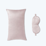 3 Pcs Silk Travel Set Cushion Eye Mask And Storage Bag Champagne M