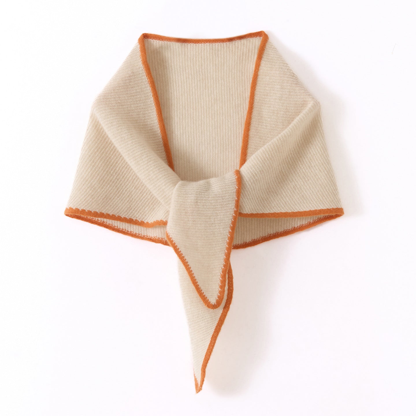 Contrast Trim Cashmere Triangle Scarf Cashmere Bandana Neck Wrap Beige L