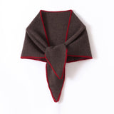 Contrast Trim Cashmere Triangle Scarf Cashmere Bandana Neck Wrap Brown L