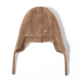 Womens Cute Pure Cashmere Beanie Hat Cashmere Knit Earflap Cap Camel M