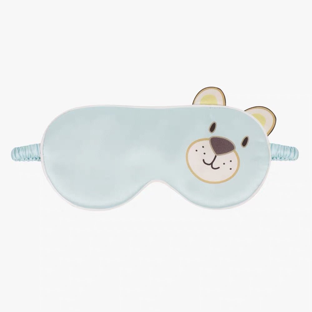 Cute Kids Silk Eye Mask Cartoon Animal and Fruit Designs Silk Sleep Mask Powder Blue S