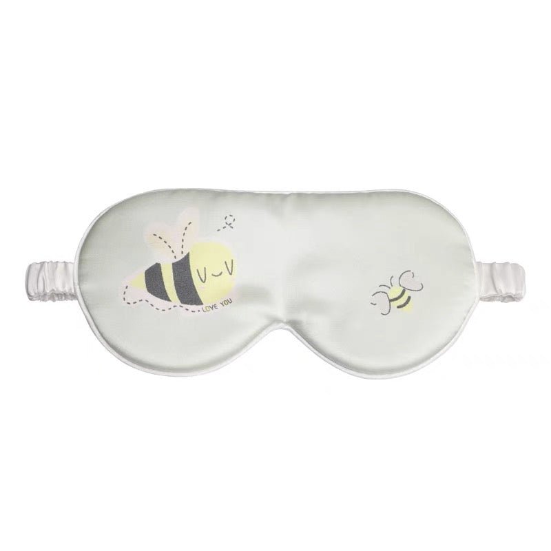 Cute Kids Silk Eye Mask Fun Educational Science Printed Silk Sleep Eye Mask Cream Ivory S