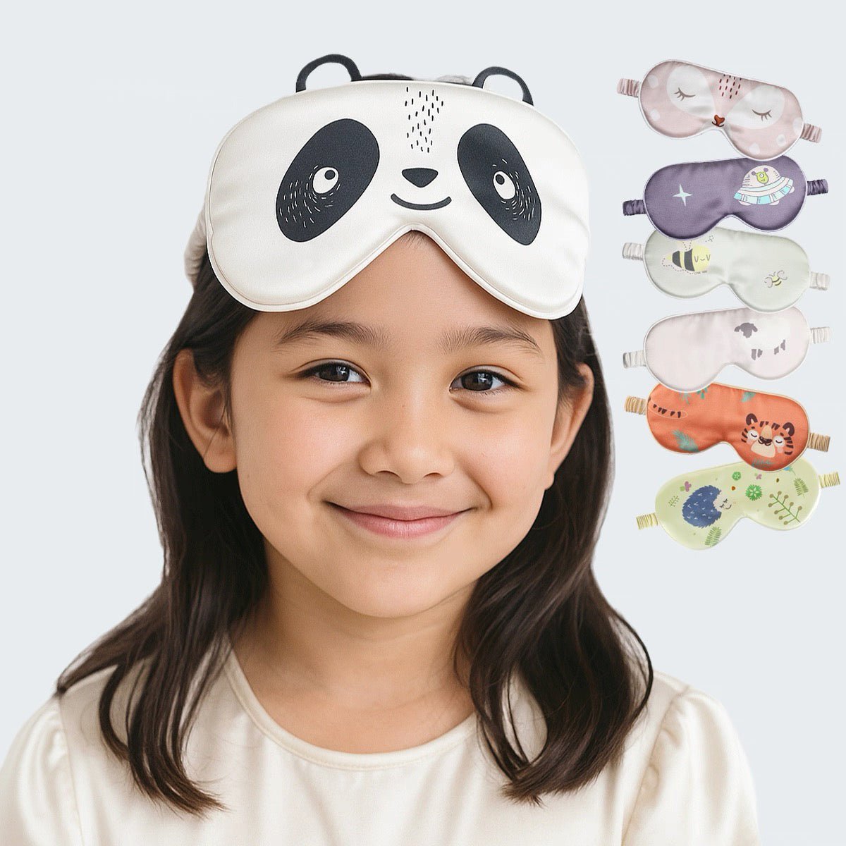 Cute Kids Silk Eye Mask Fun Educational Science Printed Silk Sleep Eye Mask White S