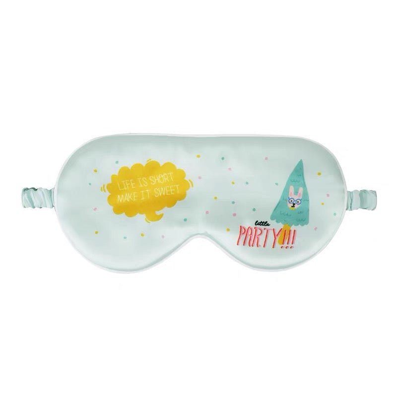 Cute Kids Silk Eye Mask Fun Educational Science Printed Silk Sleep Eye Mask Mint Blue S