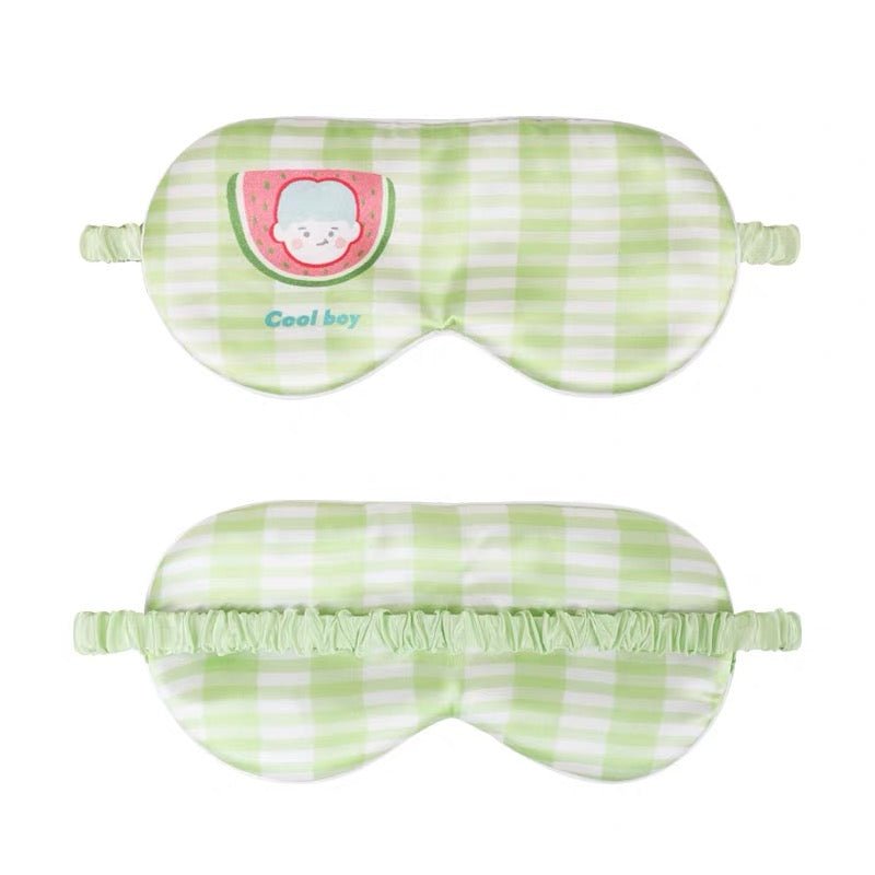 Cute Kids Silk Eye Mask Fun Educational Science Printed Silk Sleep Eye Mask Mint Green S