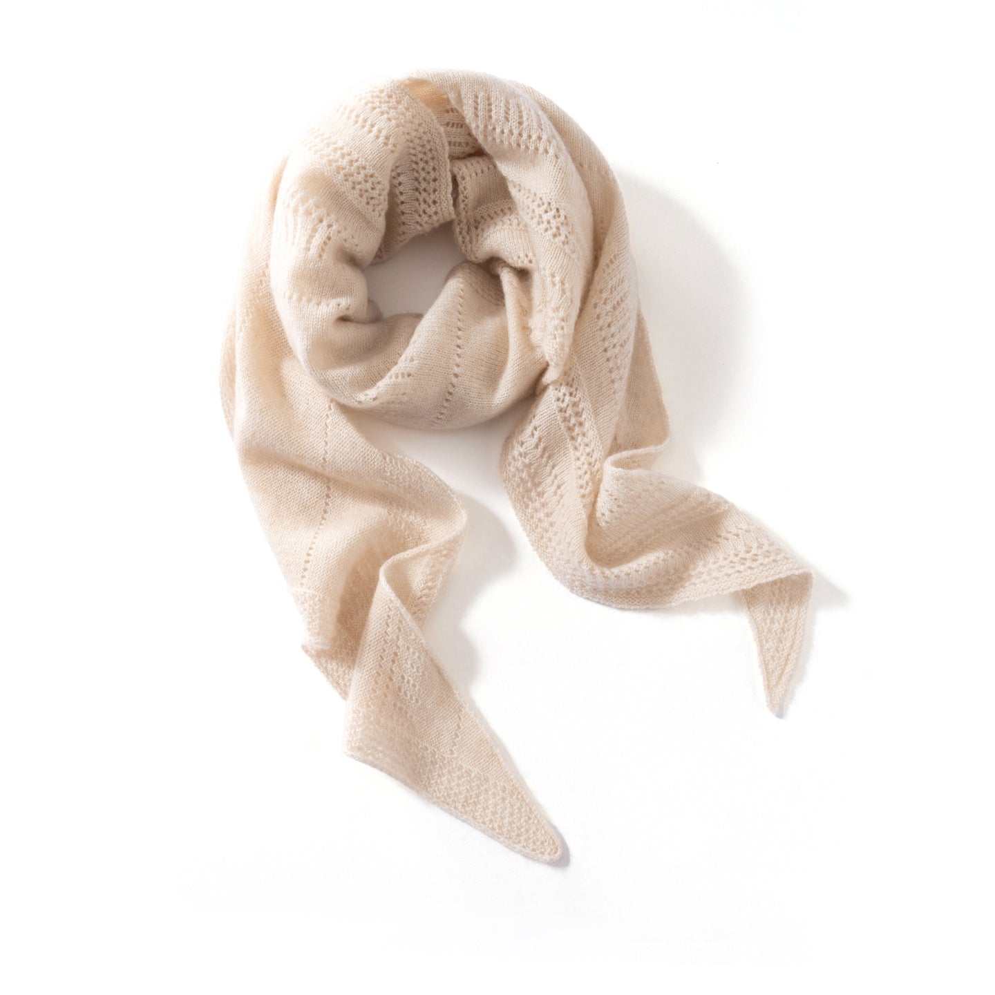 Diamond Cashmere Triangle Scarf Cashmere Wrap Cashmere Bandana Beige XL