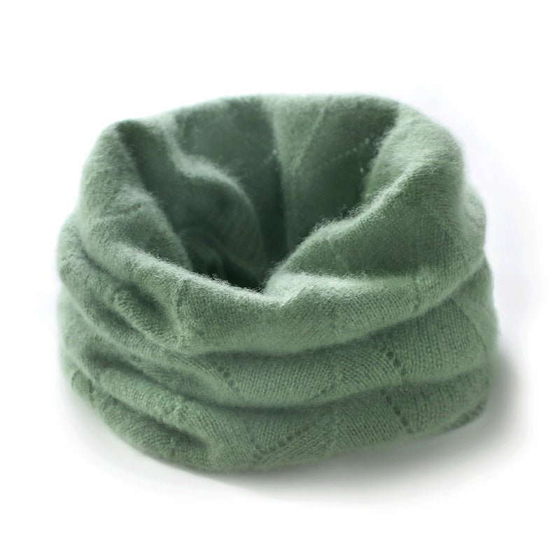 Diamond Knit Cashmere Neck Warmer Cashmere Snood Cashmere Neck Gaiter Olive Green M