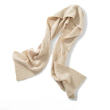 Diamond Knit Pure Cashmere Scarf Cashmere Shawl and Wrap Cashmere Balaclava Beige M