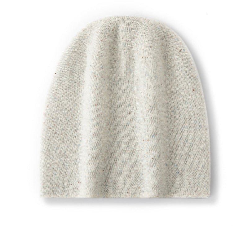 Double - Layer Cashmere Speckled Beanie Thickened Cashmere Winter Hat Ivory M