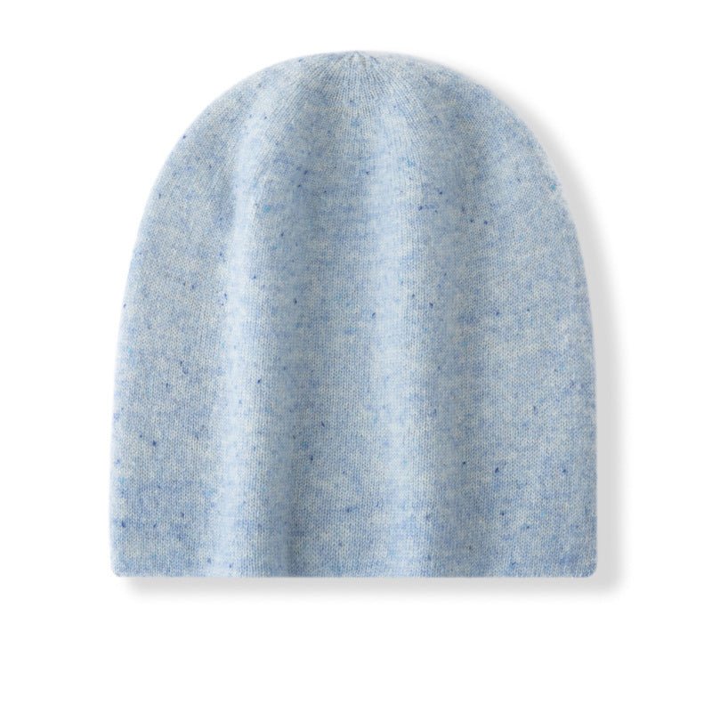 Double - Layer Cashmere Speckled Beanie Thickened Cashmere Winter Hat Blue M