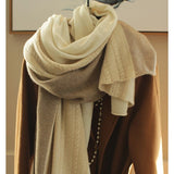 Double - toned Cashmere Scarf Long Cashmere Knitted Wraps For Women Taupe XL