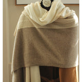 Double - toned Cashmere Scarf Long Cashmere Knitted Wraps For Women Taupe XL