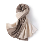 Double - toned Cashmere Scarf Long Cashmere Knitted Wraps For Women Taupe XL