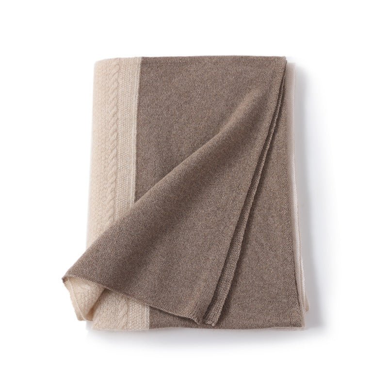 Double - toned Cashmere Scarf Long Cashmere Knitted Wraps For Women Taupe XL