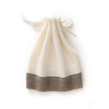 Dual - Use Cashmere Hat and Neck Warmer with Drawstring Cashmere Beanie and Neck Gaiter Ivory M