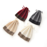 Dual - Use Cashmere Hat and Neck Warmer with Drawstring Cashmere Beanie and Neck Gaiter Grey M