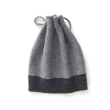 Dual - Use Cashmere Hat and Neck Warmer with Drawstring Cashmere Beanie and Neck Gaiter Grey M