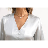 Ladies Silk Blouse V Neck Silk Shirts 100% Silk Top Champagne XS