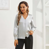 Ladies Silk Blouse V Neck Silk Shirts 100% Silk Top Champagne XS