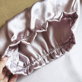 Elegant Women Silk Bonnet Long Silk Sleep Caps For Hair Rosy Pink 60cm