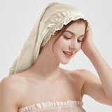 Elegant Women Silk Bonnet Long Silk Sleep Caps For Hair Khaki 60cm