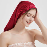 Elegant Women Silk Bonnet Long Silk Sleep Caps For Hair Claret 60cm