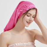 Elegant Women Silk Bonnet Long Silk Sleep Caps For Hair Rose 60cm