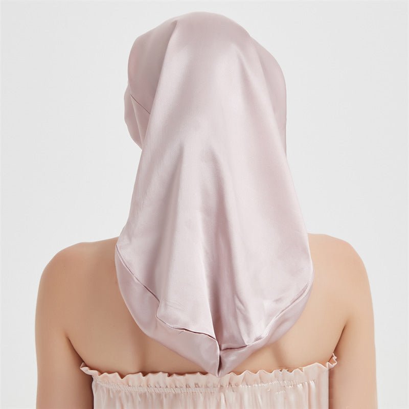 Elegant Women Silk Bonnet Long Silk Sleep Caps For Hair Rosy Pink 60cm