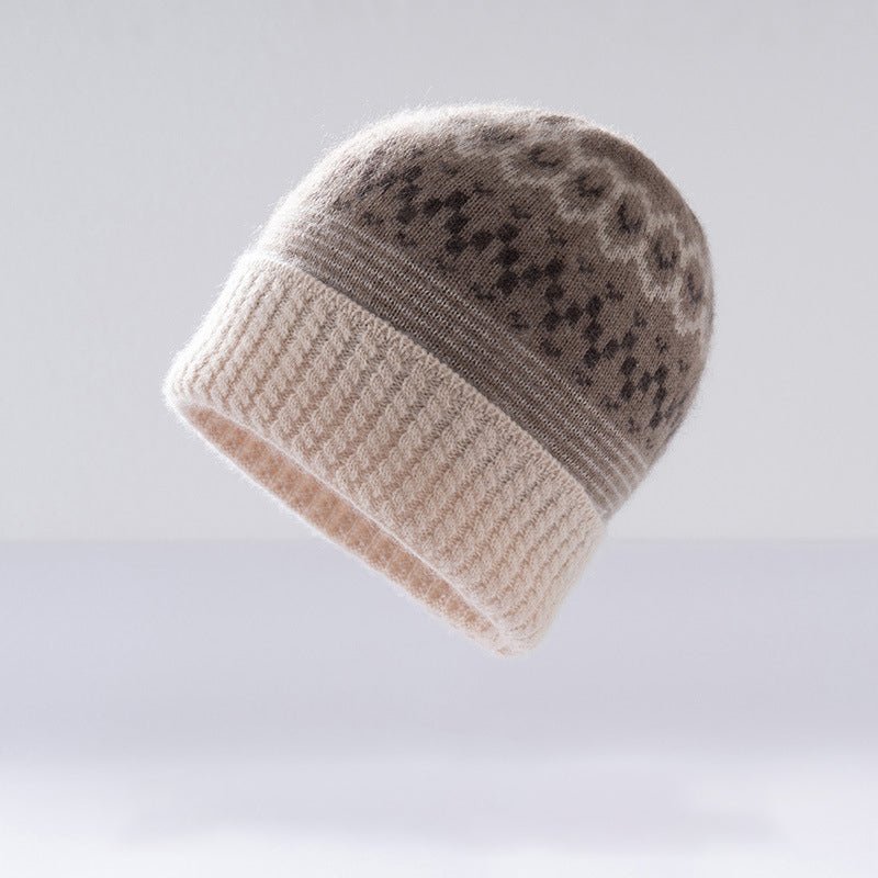 Fair Isle Pattern Pure Cashmere Beanie Cashmere Knit Cap Nordic Motif Beige M