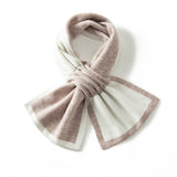 Cashmere Geometric Block Scarf Neck Scarf Pull Through Neck Warmer Beige M