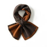 Cashmere Geometric Block Scarf Neck Scarf Pull Through Neck Warmer Coffee M