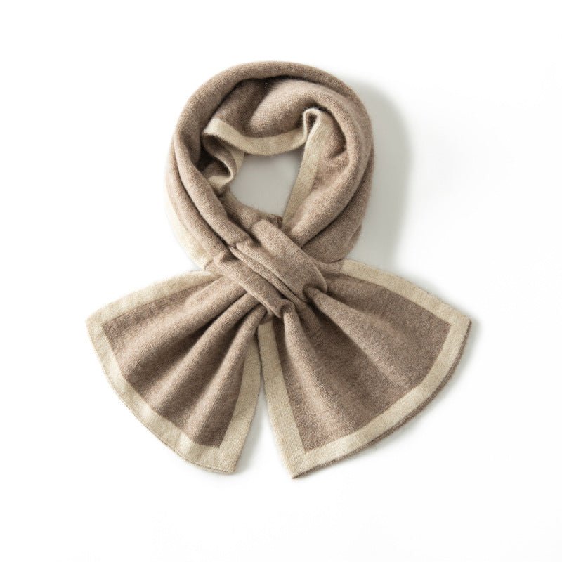 Cashmere Geometric Block Scarf Neck Scarf Pull Through Neck Warmer Taupe M