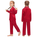 Family Long Silk Pajama Set 100% Pure Silk Matching Pjs Red XS