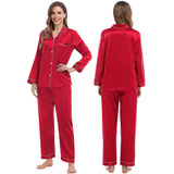 Family Long Silk Pajama Set 100% Pure Silk Matching Pjs Red XS