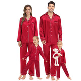 Family Long Silk Pajama Set 100% Pure Silk Matching Pjs Red XS