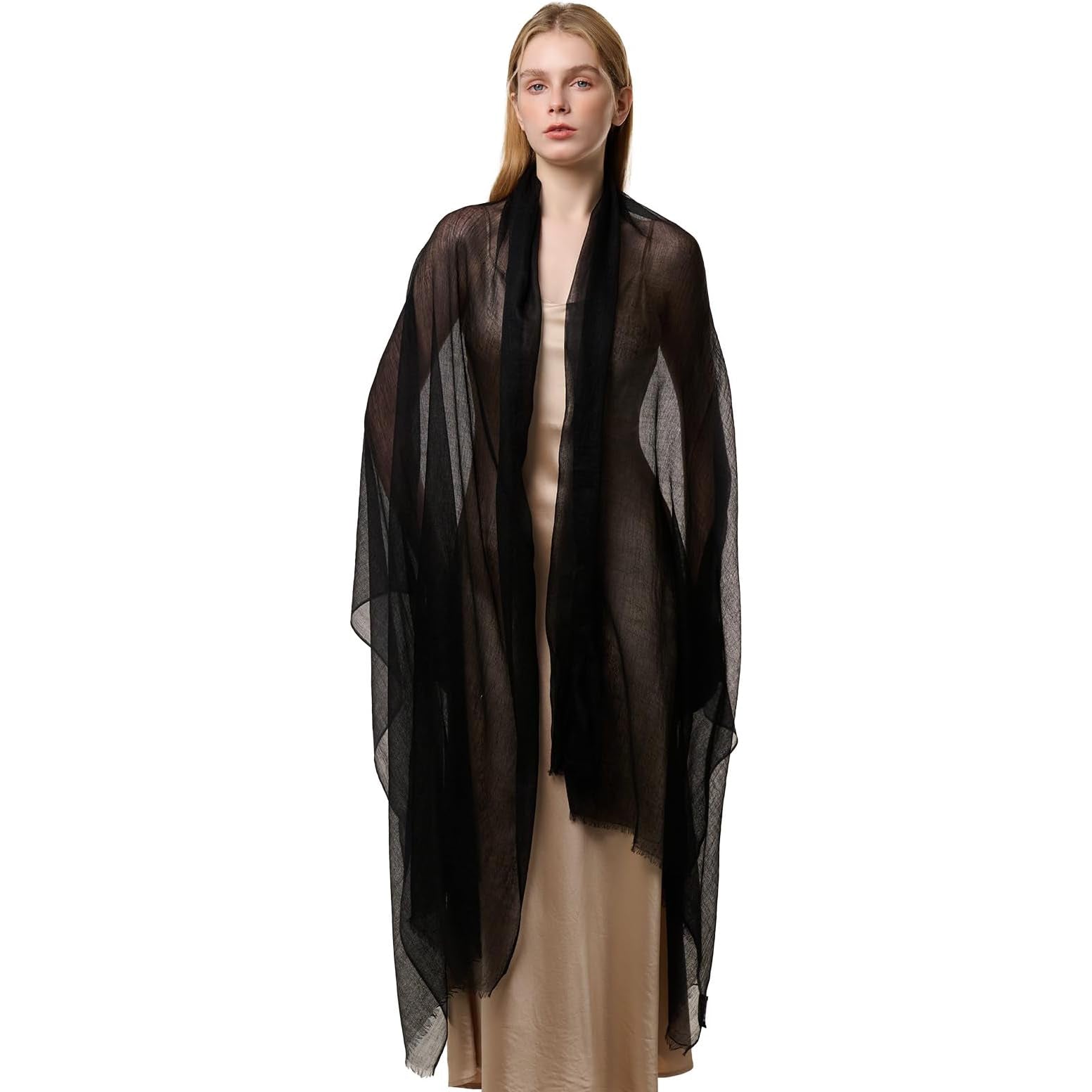 Featherlight Cashmere Scarf Women Cashmere Shawl Cashmere Wrap Pashminas Travel Wrap Black XL