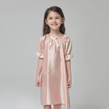 Girls Silk Nightgown 100% Mulberry Kids Silk Nightwear Apricot XS