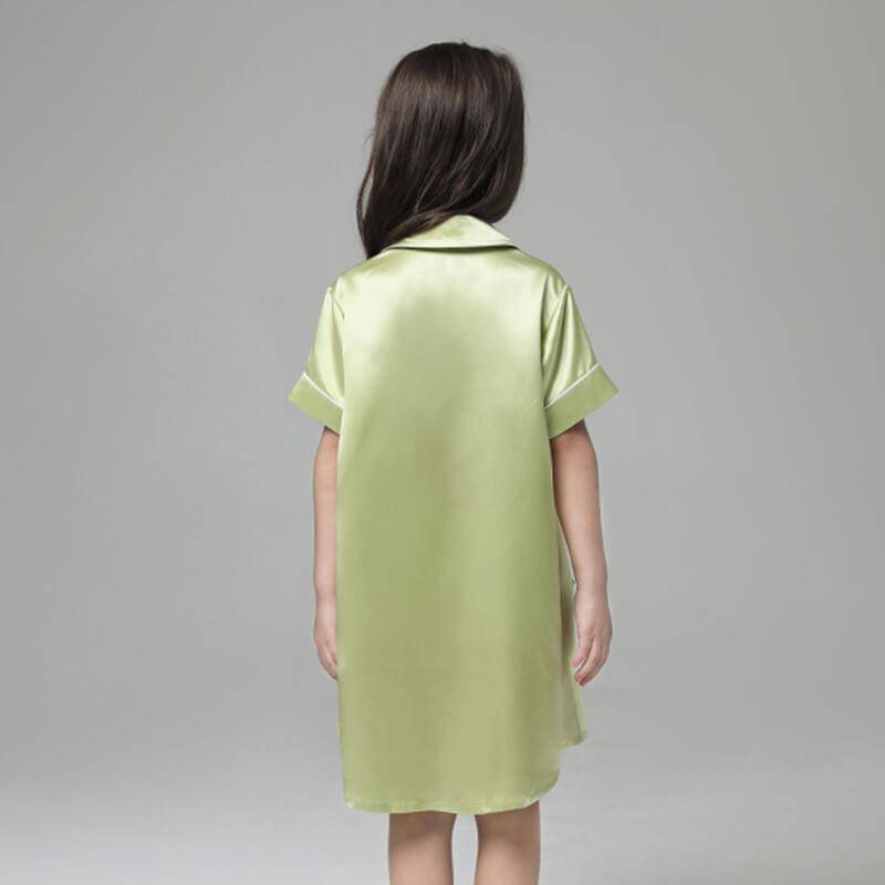 Girls Silk Nightshirt pure Silk Nightshirt Kids Silk Nightwear Soft Green XS