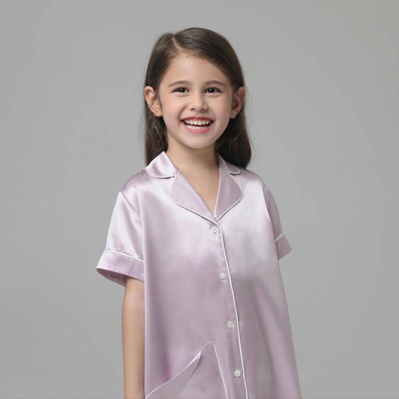 Girls Silk Nightshirt pure Silk Nightshirt Kids Silk Nightwear Lavender XS
