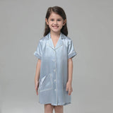 Girls Silk Nightshirt pure Silk Nightshirt Kids Silk Nightwear Light Blue XS